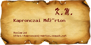 Kapronczai Márton névjegykártya